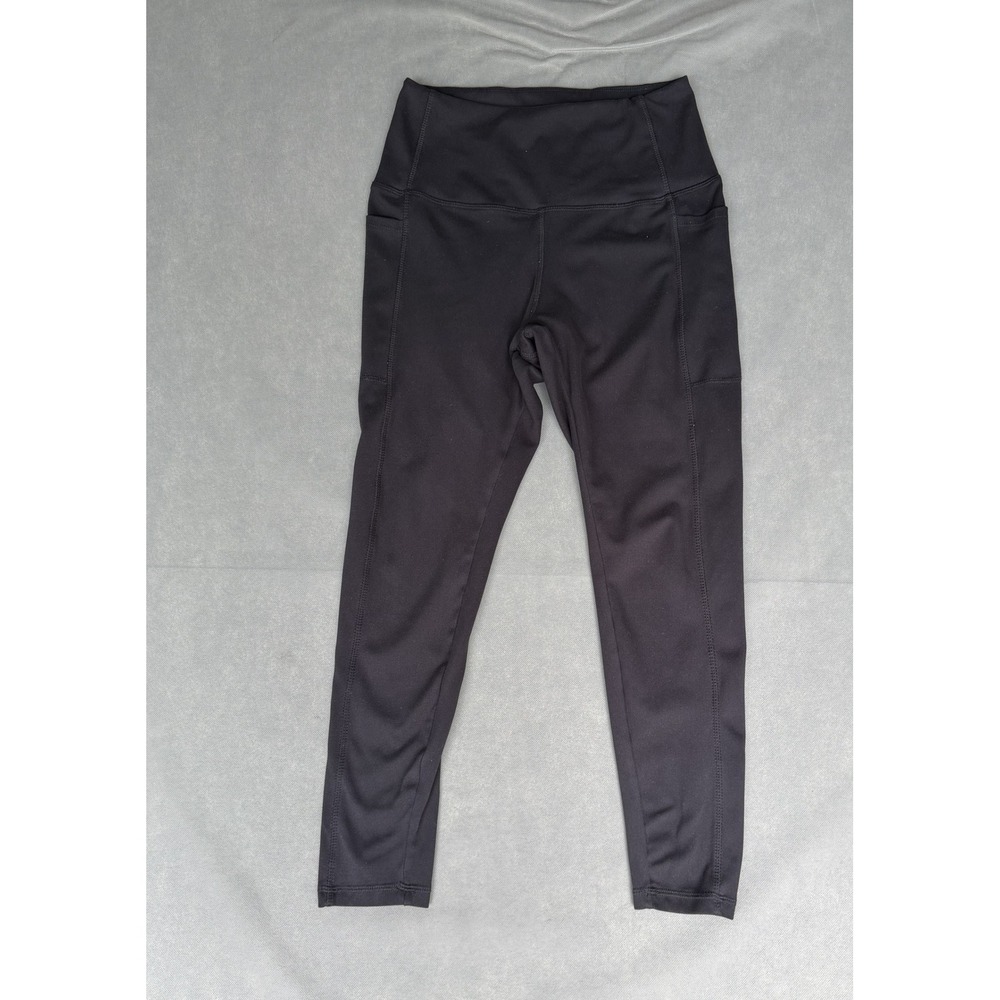 Danskin Womens High Waisted Active Leggings Black Side Pockets Size M 9670
